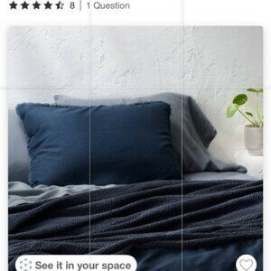 Standard Heavyweight Linen Blend Comforter Sham Dark Mineral Blue - Casaluna